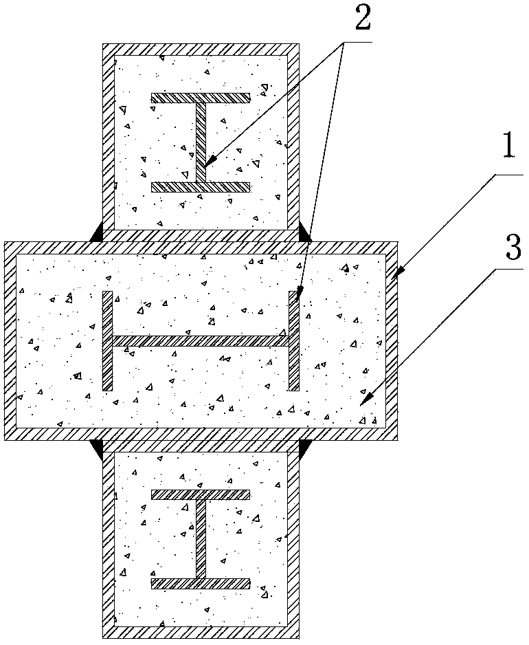 Combined steel rib-embedded concrete-filled steel tube column with irregularly-shaped section