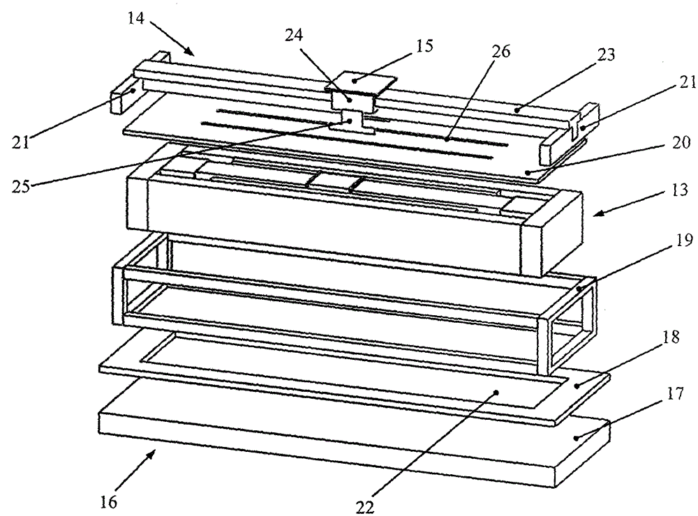 A rectangular open magnetic field low-frequency vibration calibration table with symmetrical excitation at both ends of the double magnetic circuit