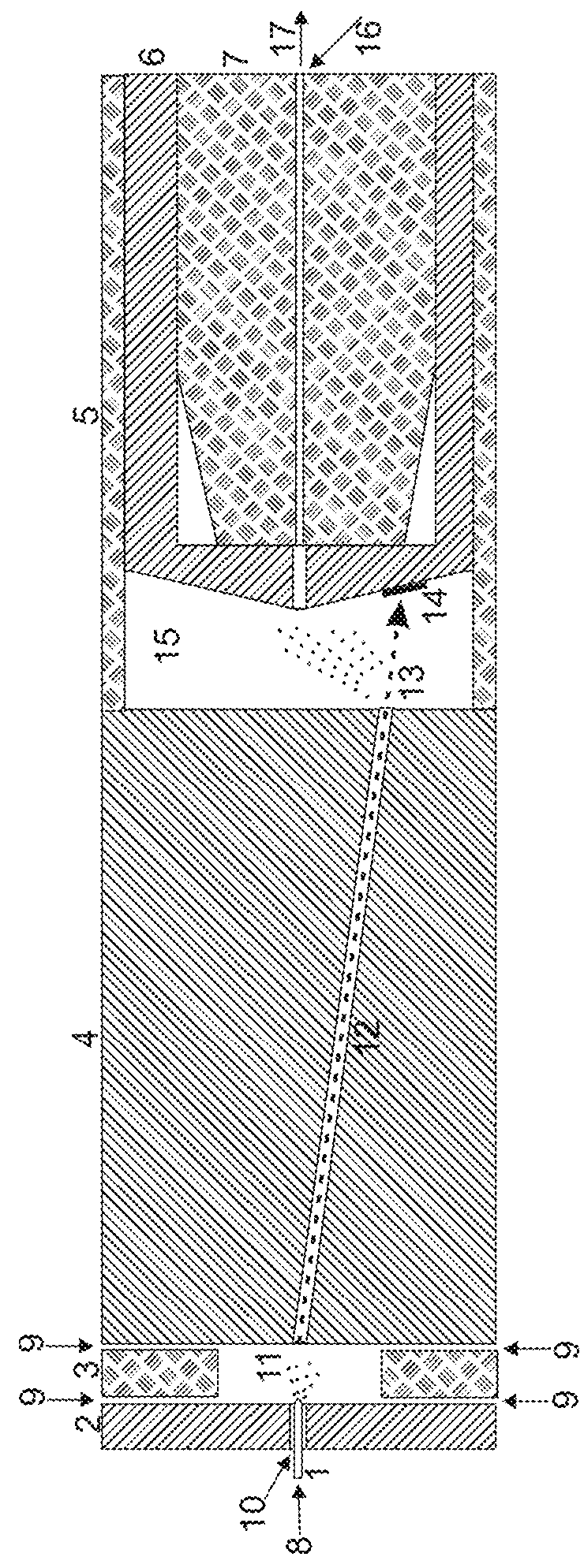 Off-axis channel in electrospray ionization for removal of particulate matter
