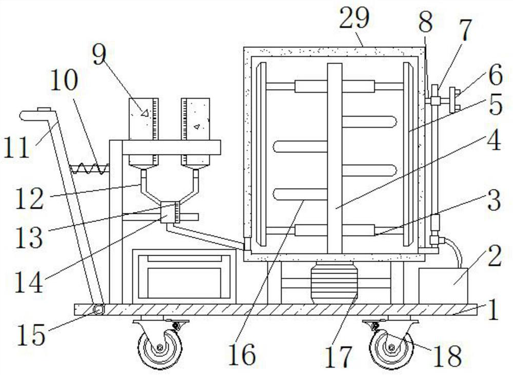 Pesticide spraying device with proportioning function for rice planting