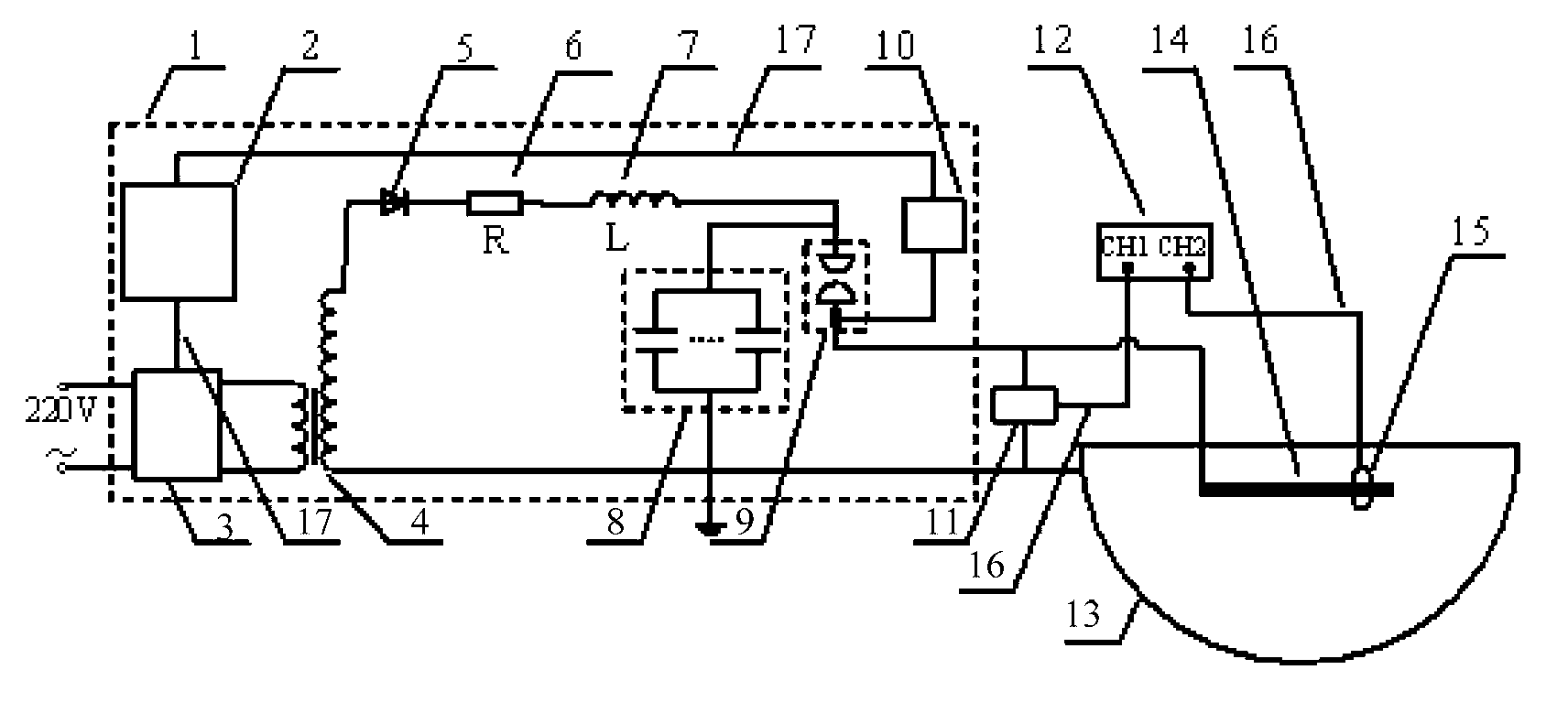 Device and method for measuring dispersal impulse current characteristics of grounding electrode