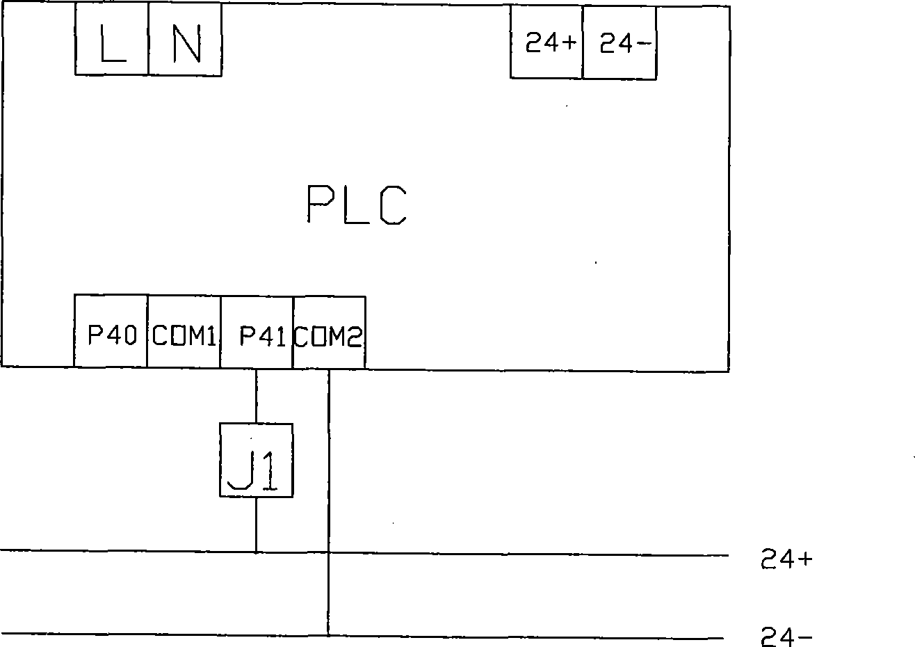 Implementing DC motor positive and negative rotation circuit by PLC-controlled relay