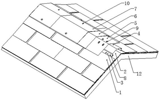 Copper tile roof lightning strip structure and construction method thereof