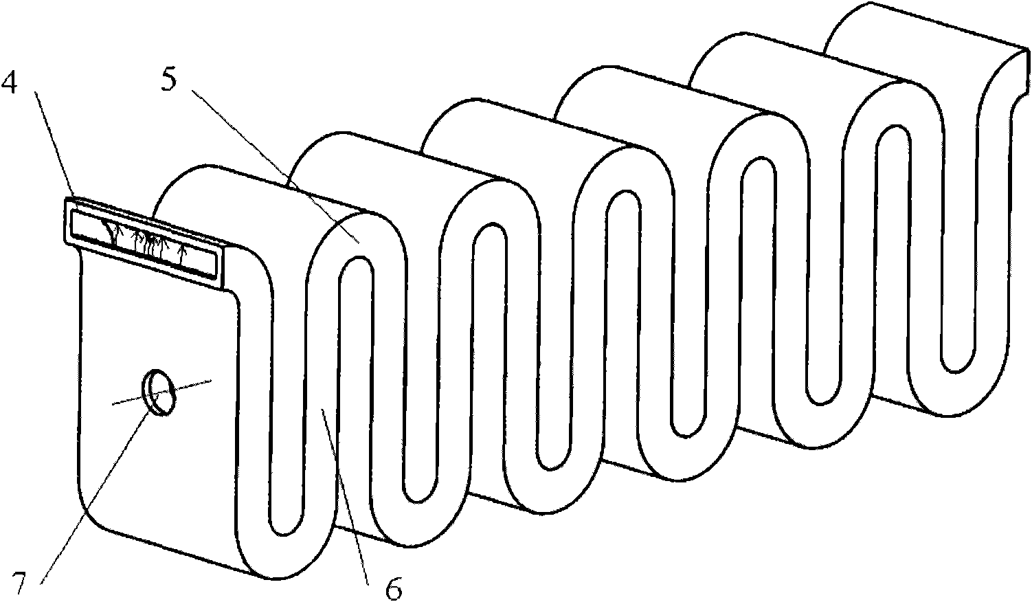 Curved channel waveguide slow-wave line
