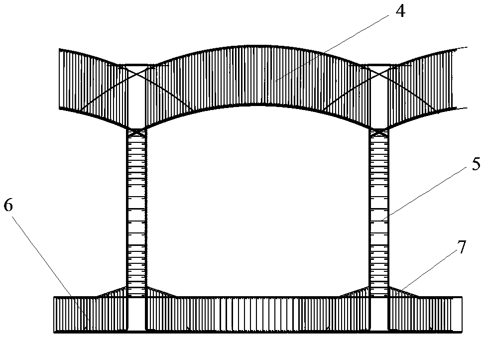 Closed steel bar framework of thick-roof arch structure and optimization method
