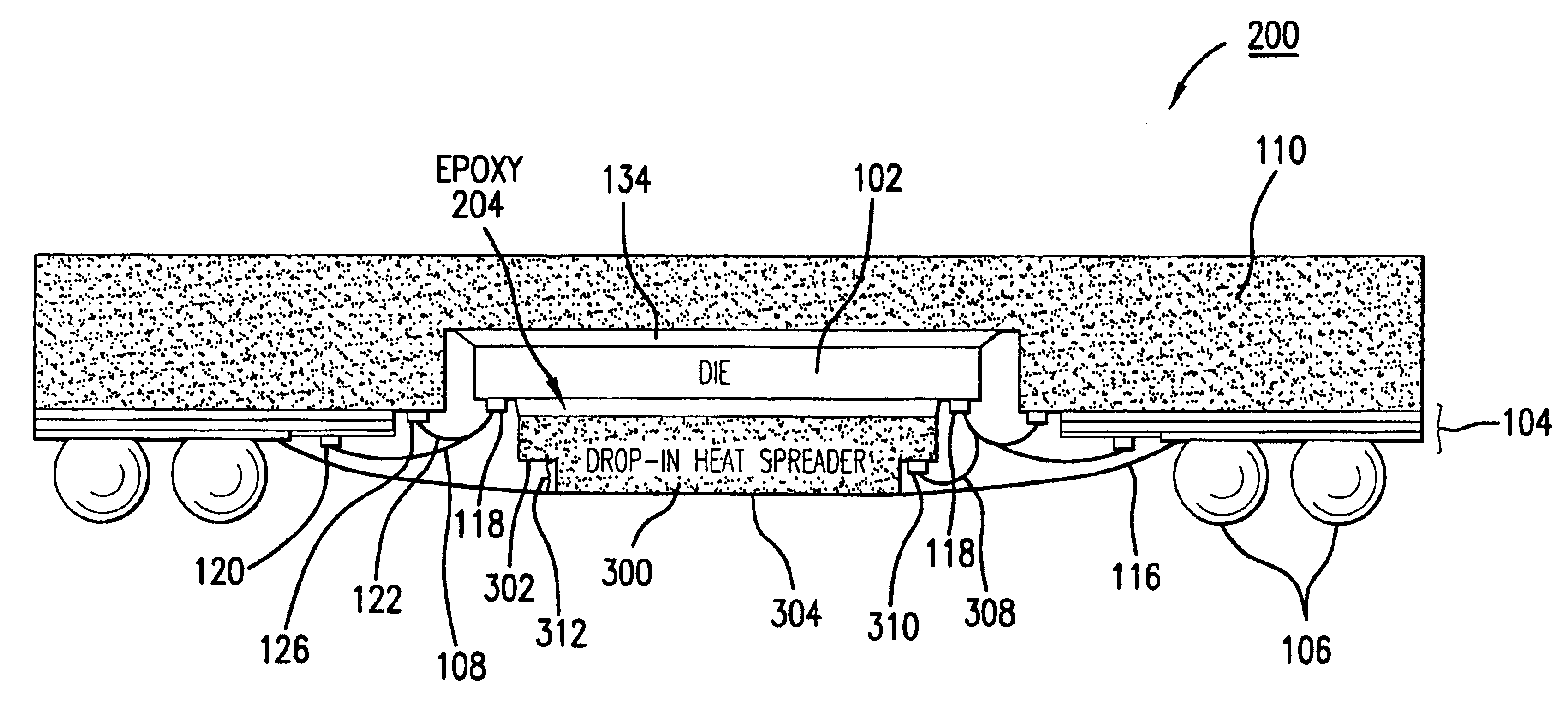 Die-down ball grid array package with die-attached heat spreader and method for making the same