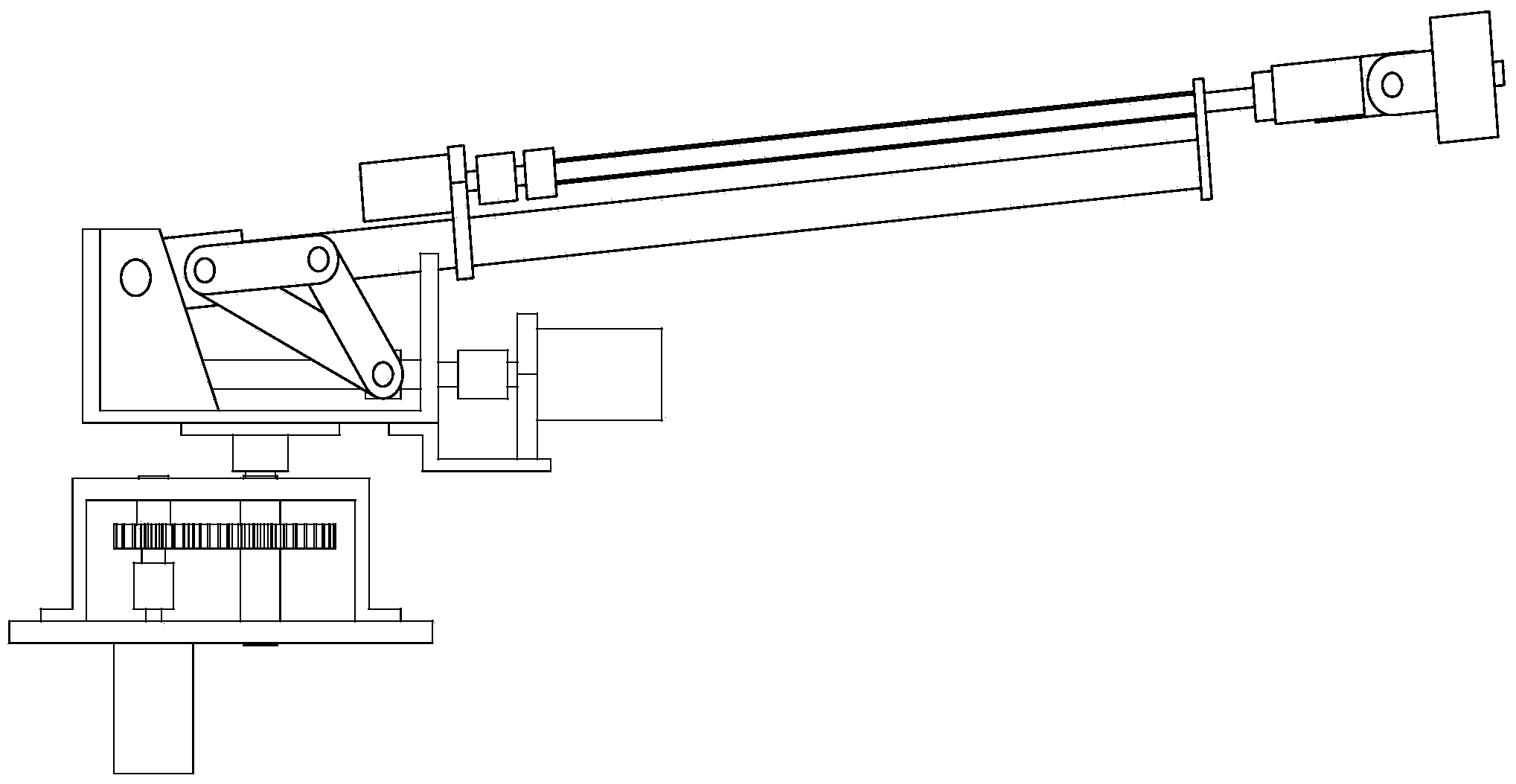 Folding type probing mechanical arm based on triangular configured connecting rod transmission