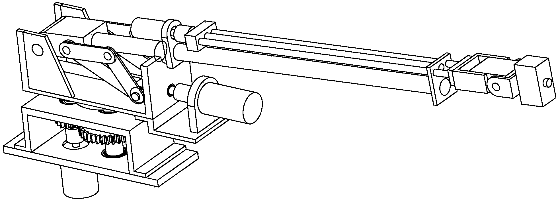 Folding type probing mechanical arm based on triangular configured connecting rod transmission