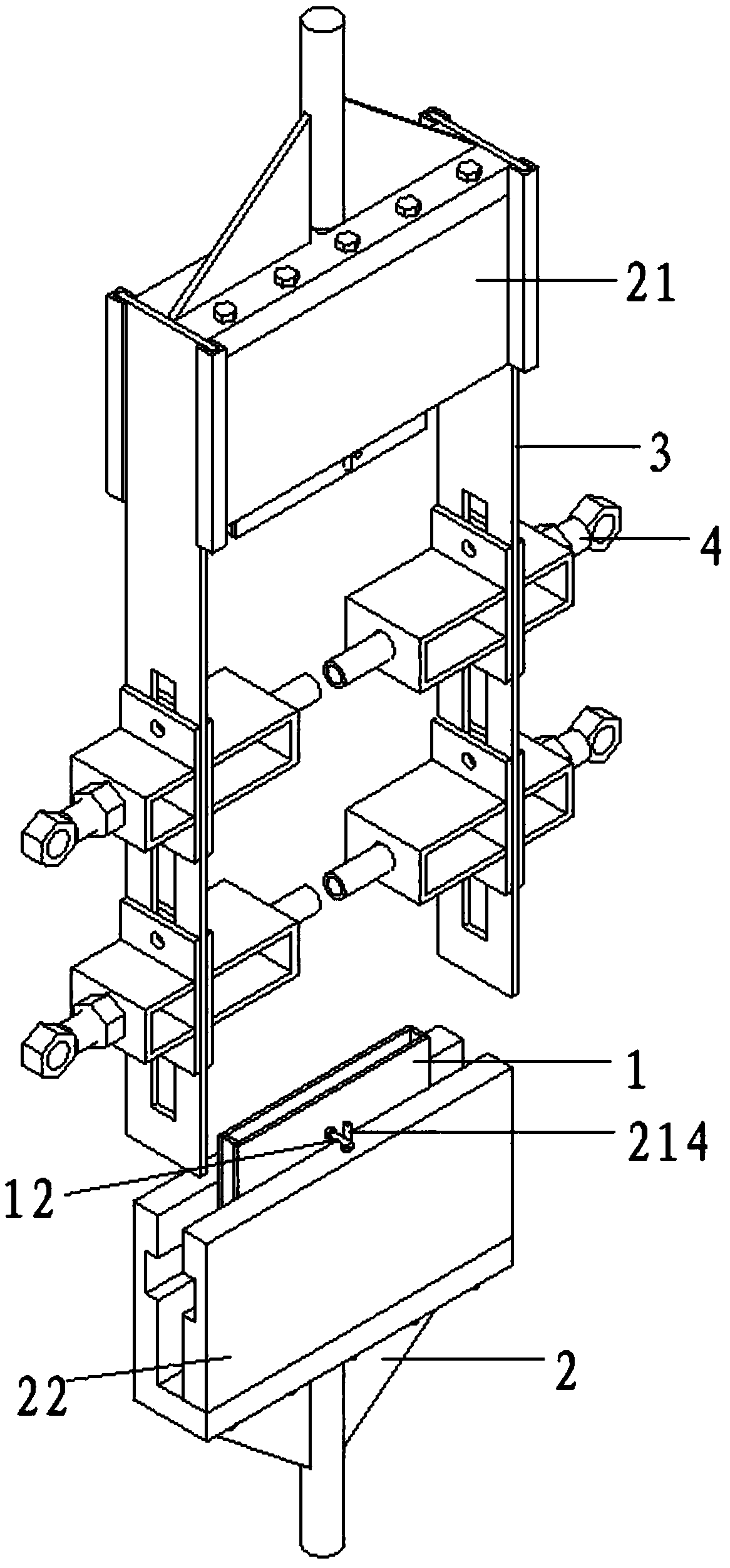 Test device and test method for testing performance of fiber composite grid material