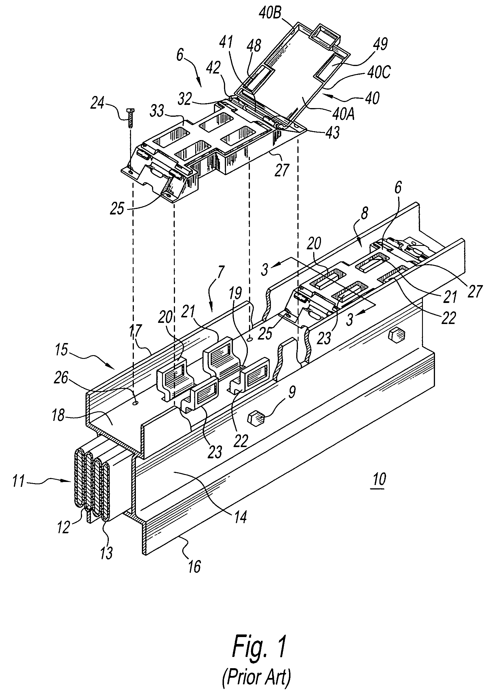 Press fit connection for mounting electrical plug-in outlet insulator to a busway aluminum housing