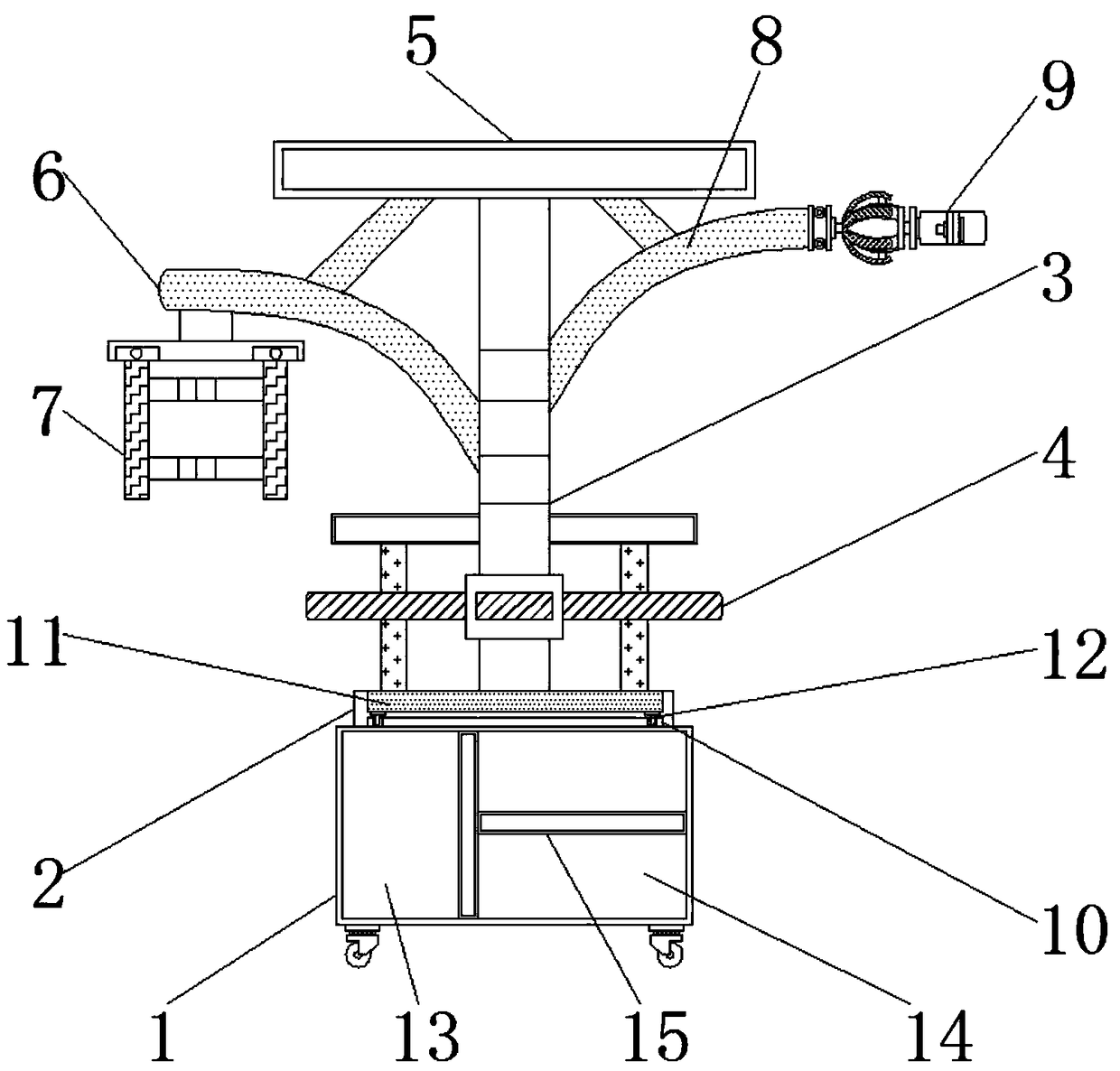 Anesthesia equipment fixing frame with adjustable end fixing structure