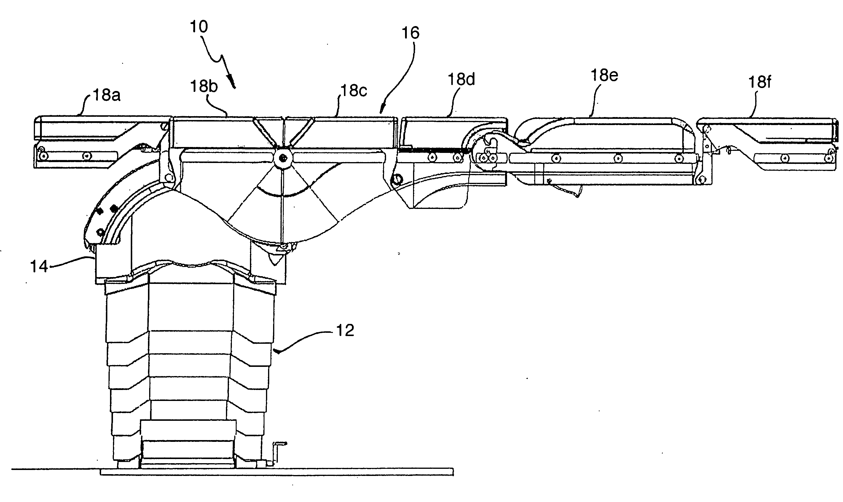 Device for adjusting an operating table