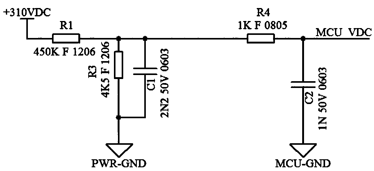 High-voltage direct-current non-isolated voltage sampling circuit