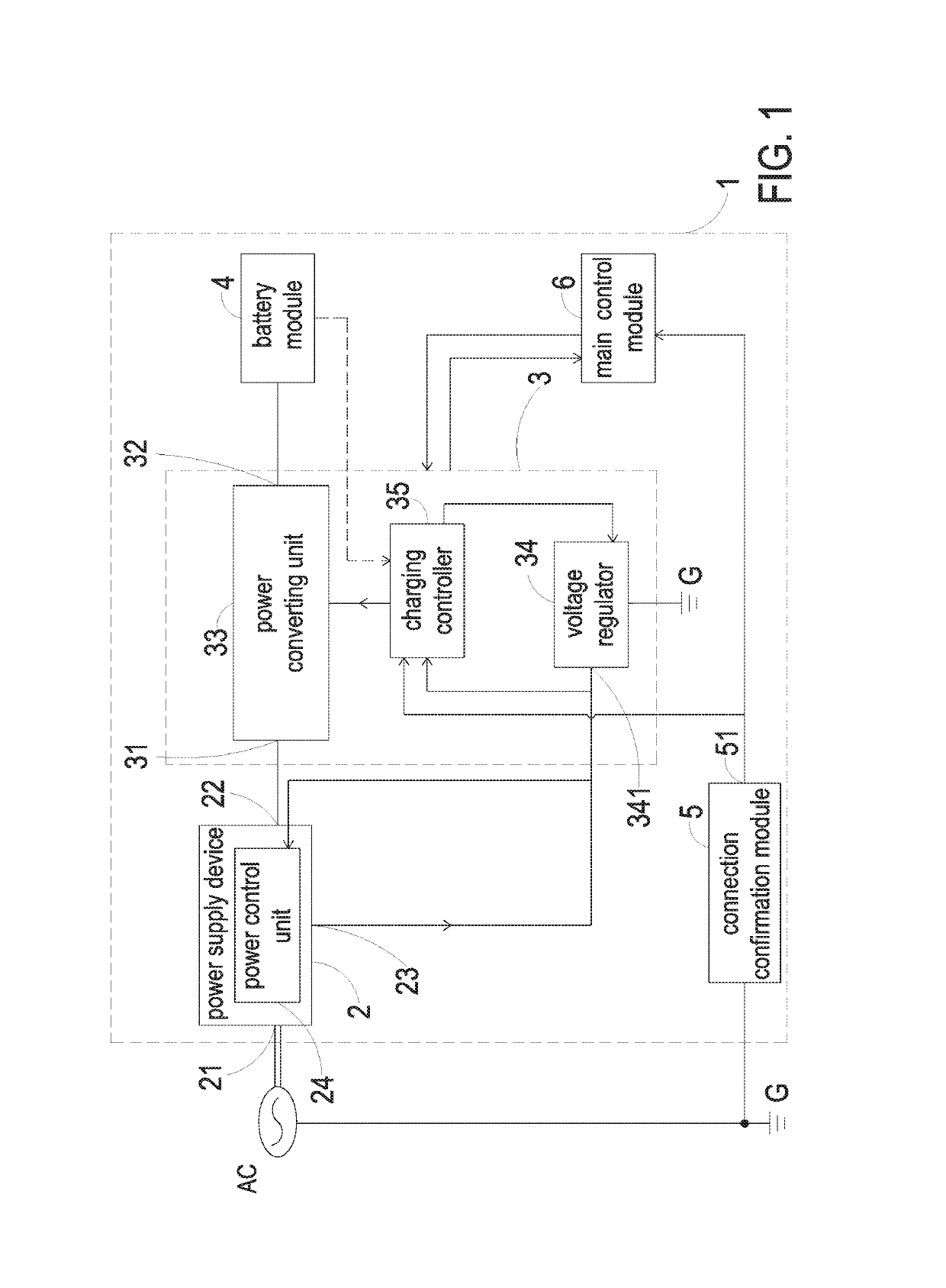 Charging system with peak voltage detection