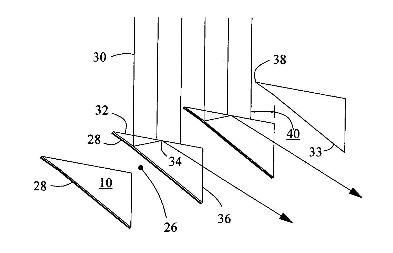 Solar Concentrating wedge, compact and ventilated