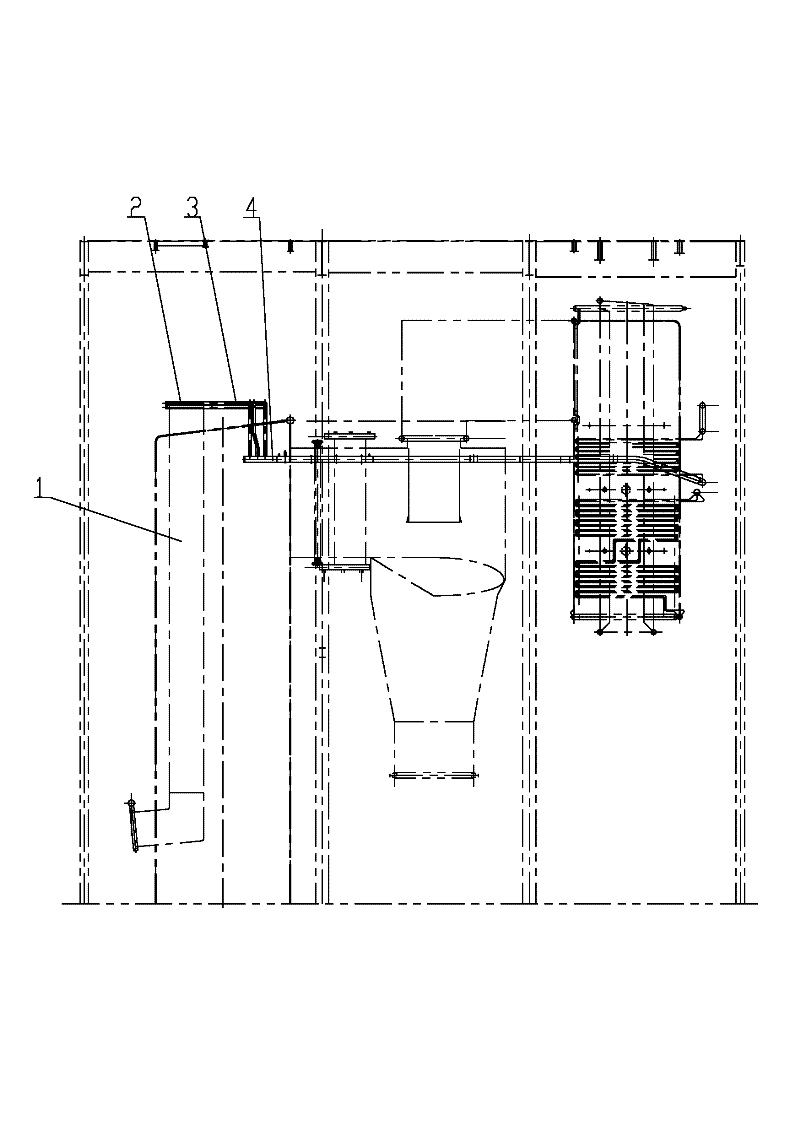 Arrangement structure for outlet pipeline of screen type superheater