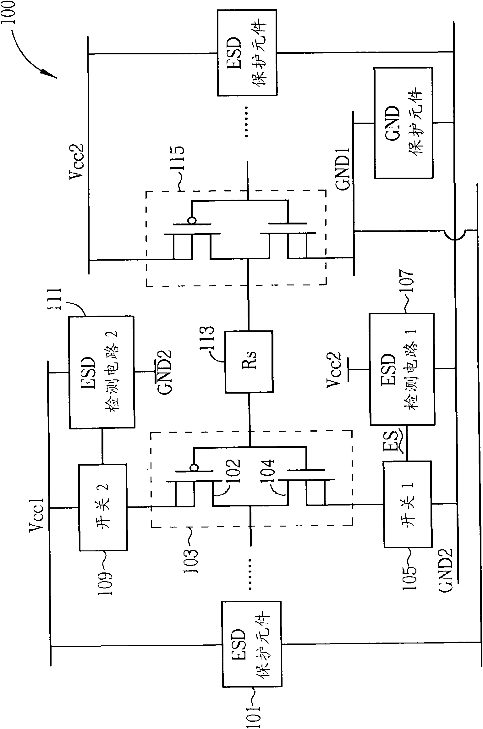 Electrostatic discharge protection circuit with multi-power area integrated circuit