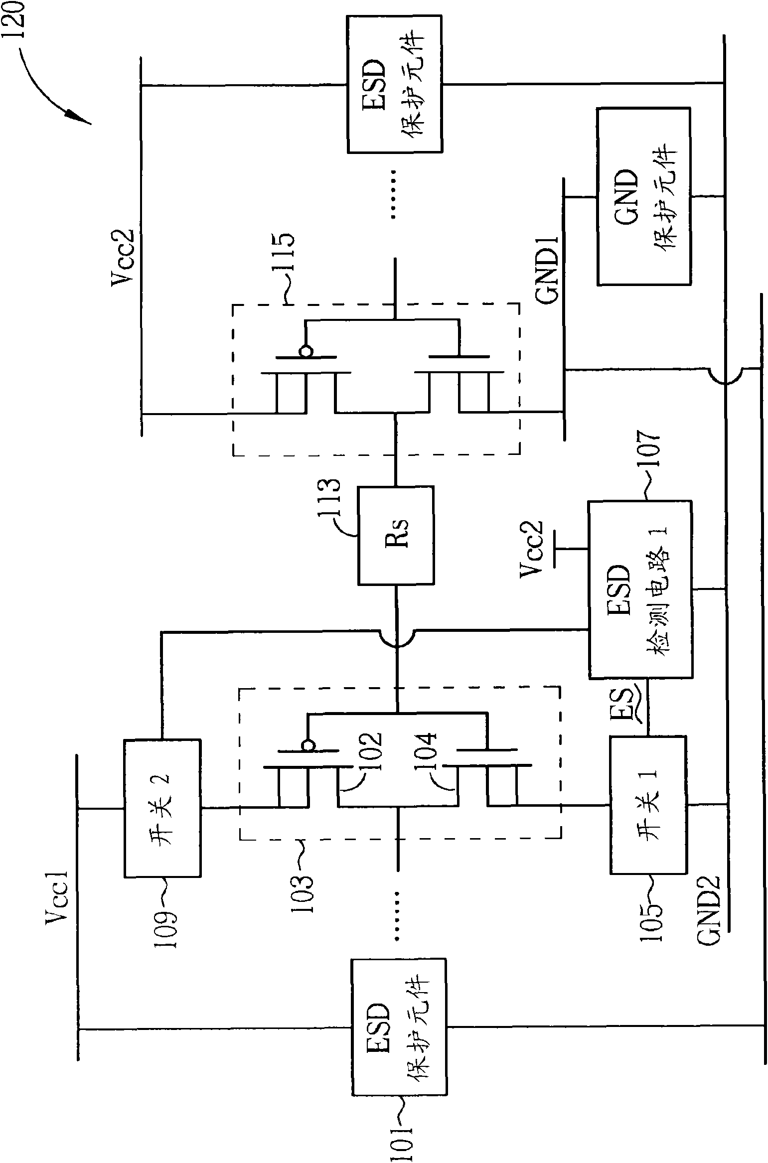 Electrostatic discharge protection circuit with multi-power area integrated circuit