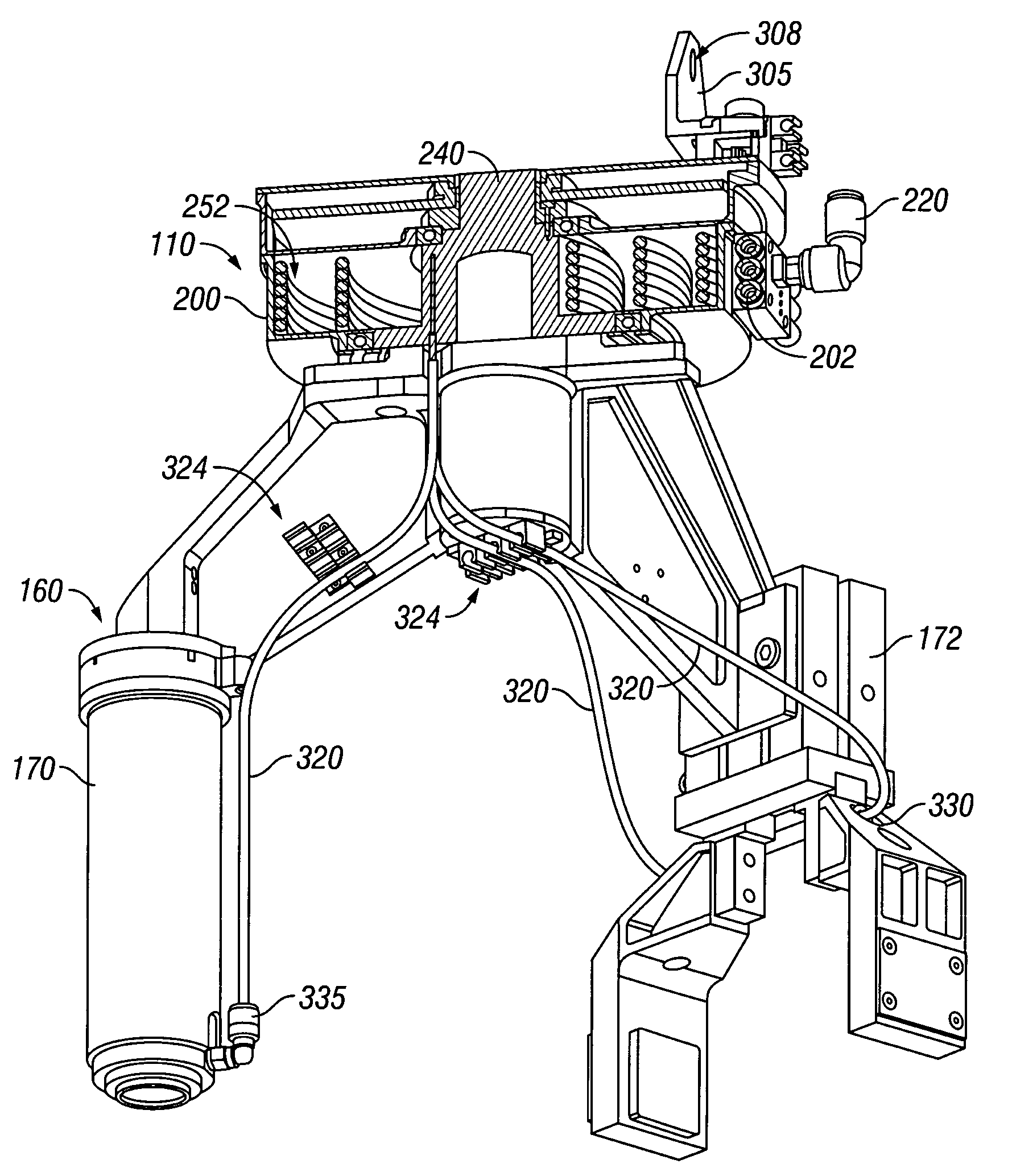 Pressure transmission assembly for mounting to a robotic device having a rotatable end effector
