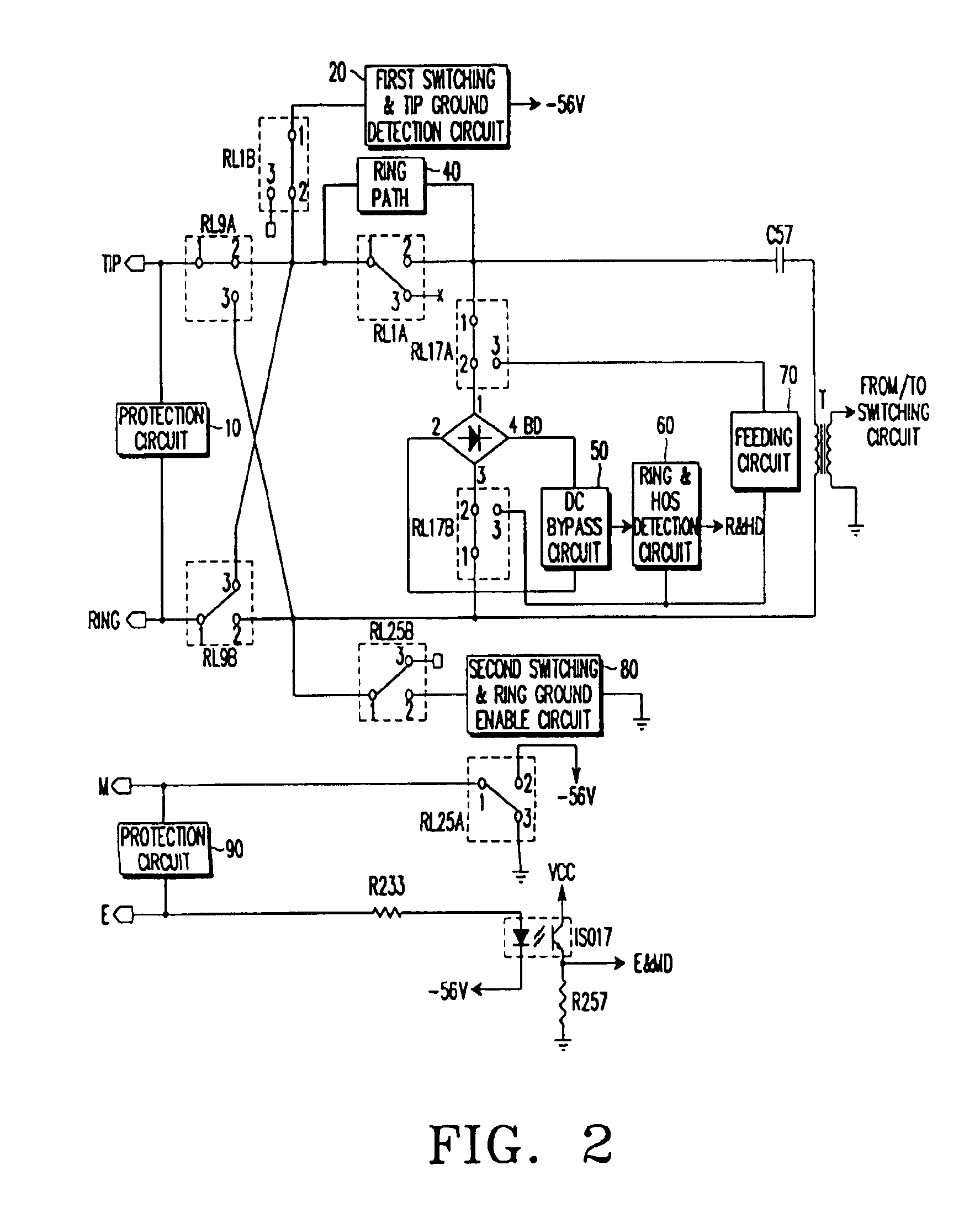 Multifunctional analog trunk circuit