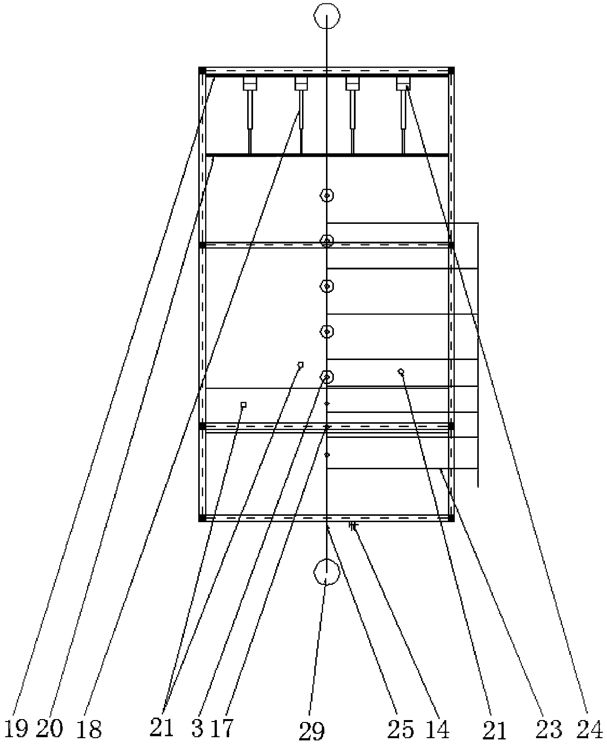 Test device and method for the influence of water level fluctuation on the stability of the rock pile slope in the underlying ice layer