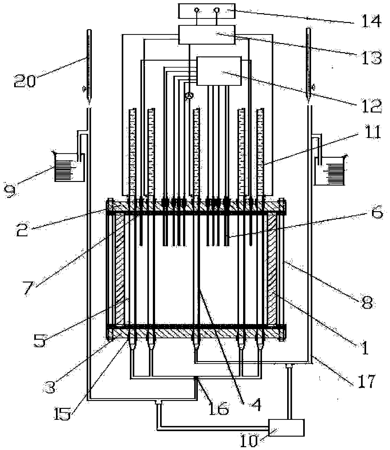 Two-dimensional inhomogeneous field experiment device for electrically repairing polluted soil