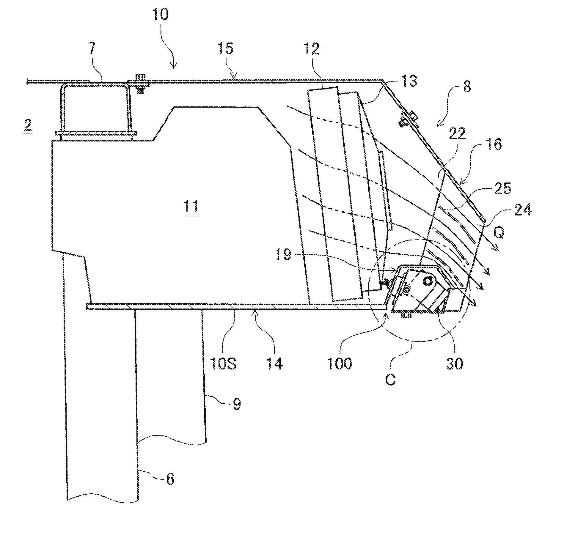Work vehicle equipped with rear monitoring camera apparatus