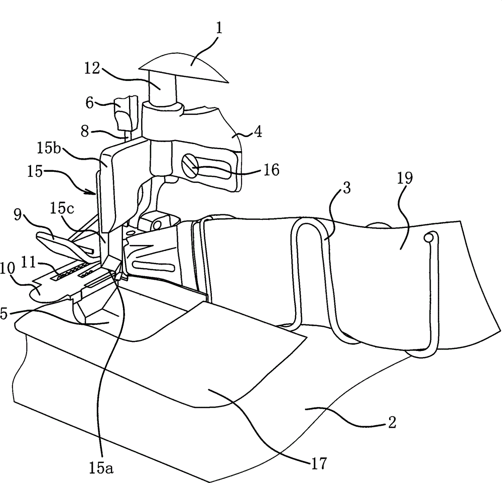 Edge cutting, edge binding and sewing three-in-one sewing machine