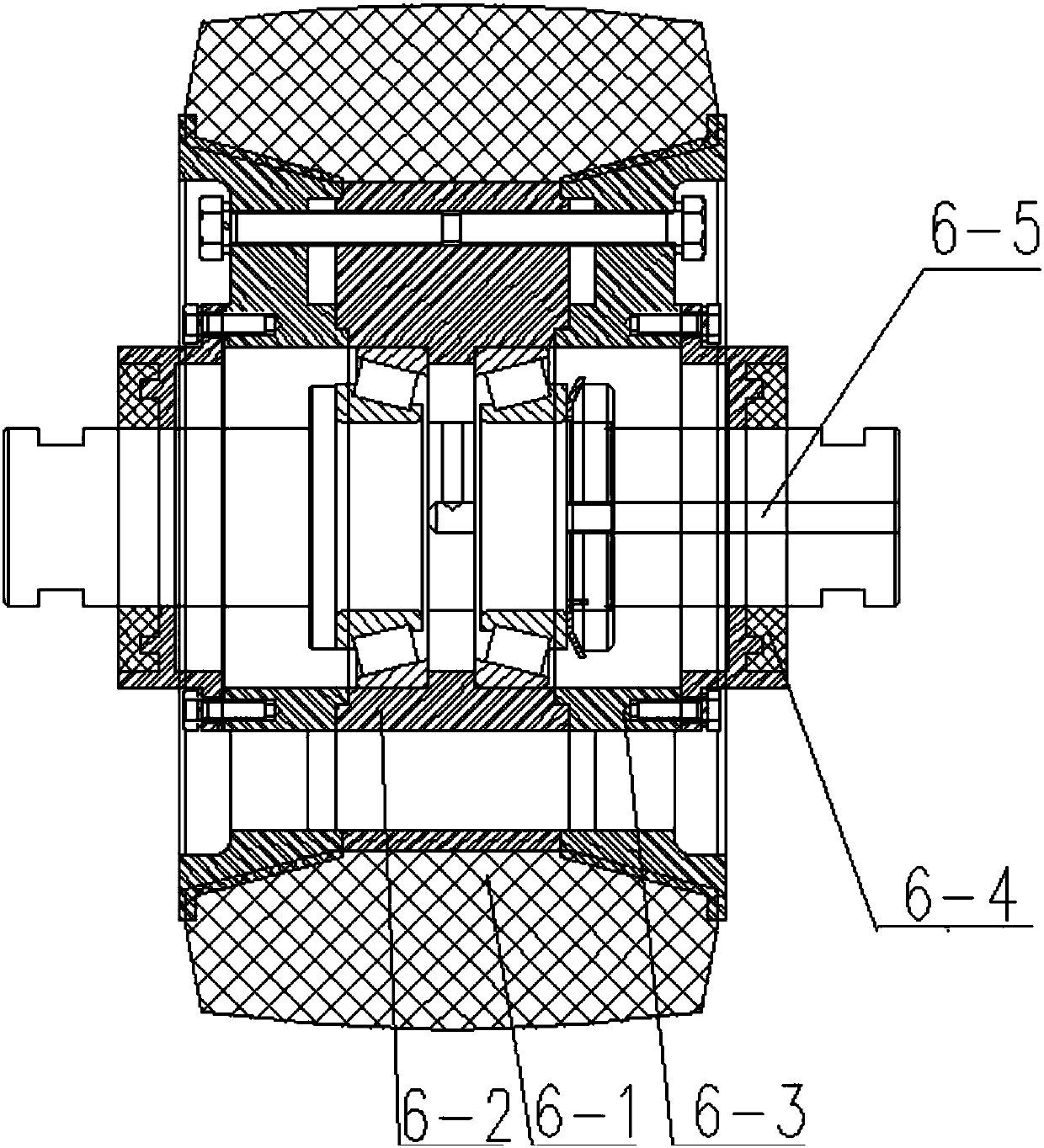 A kind of self-swinging double-wheel roller tank ear