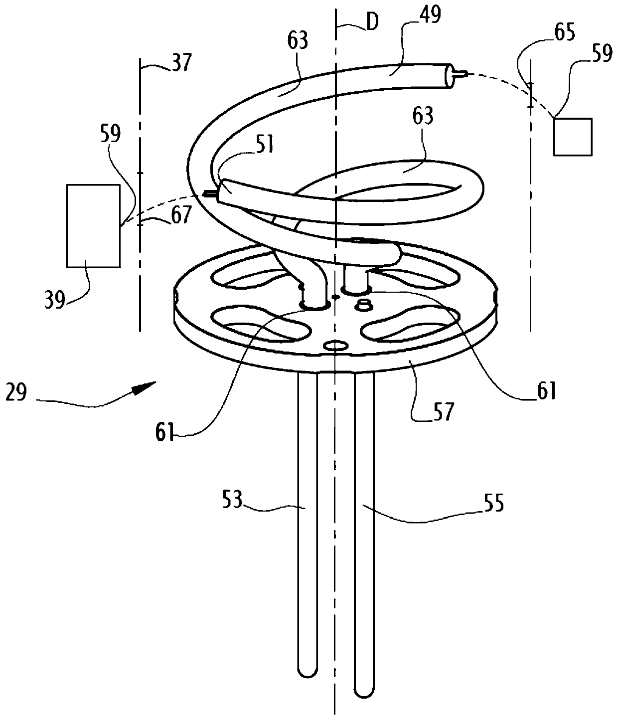 Electrodynamic loudspeaker including electrical power supply wires that are internal with respect to the coil holder