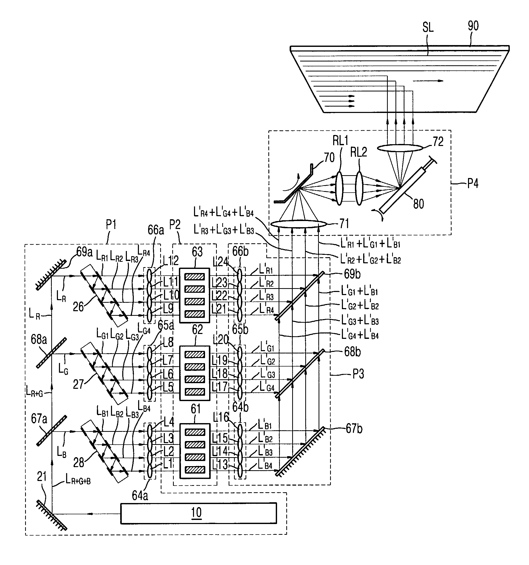 Laser video projector having multi-channel acousto-optic modulator, and method and circuit for driving the same