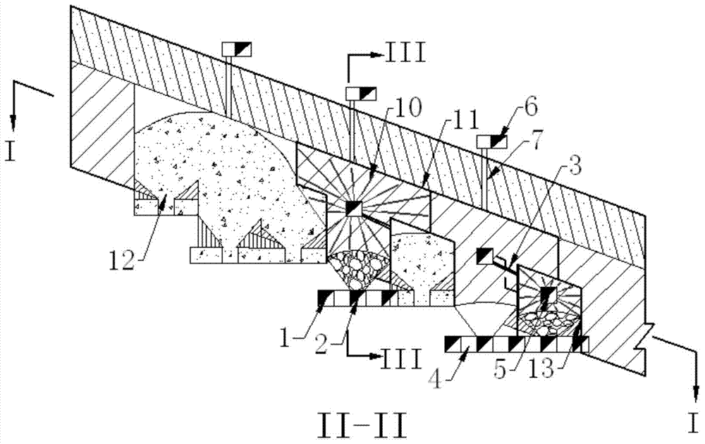 Subsection-studding all-open-stoping backfilling collaborative mining method