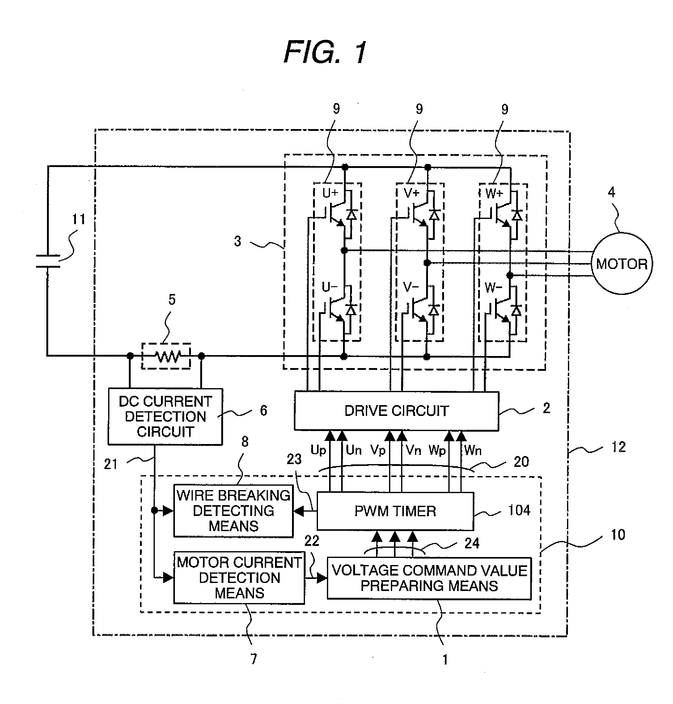 Electric power conversion device, compressor motor with the device, and air conditioner with the motor