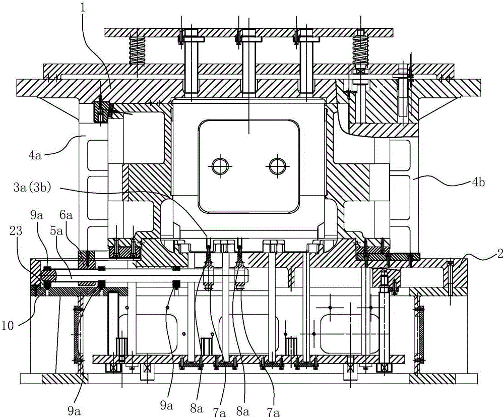 Opening and Closing Mechanism of Integral Core Shooting Box Mold for Central Guide Frame of Railway Vehicle Side Frame