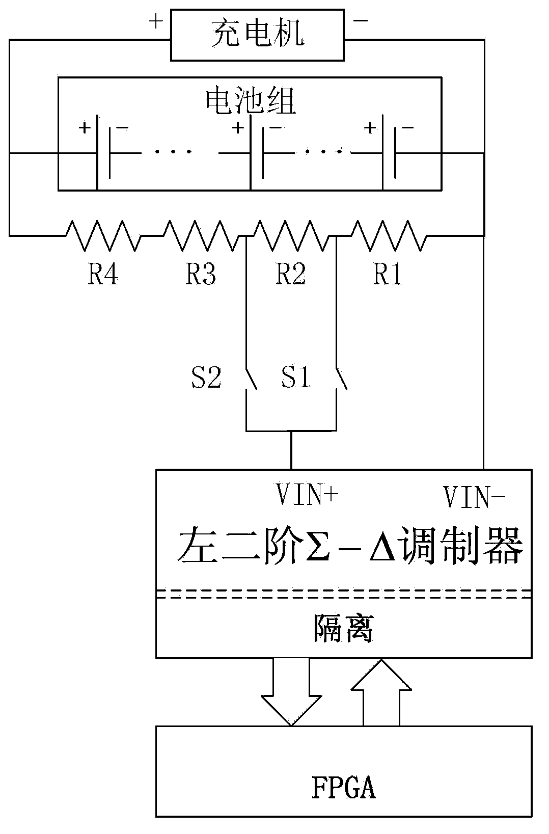 Synchronous isolation sampling direct-current power meter of wide voltage and large current