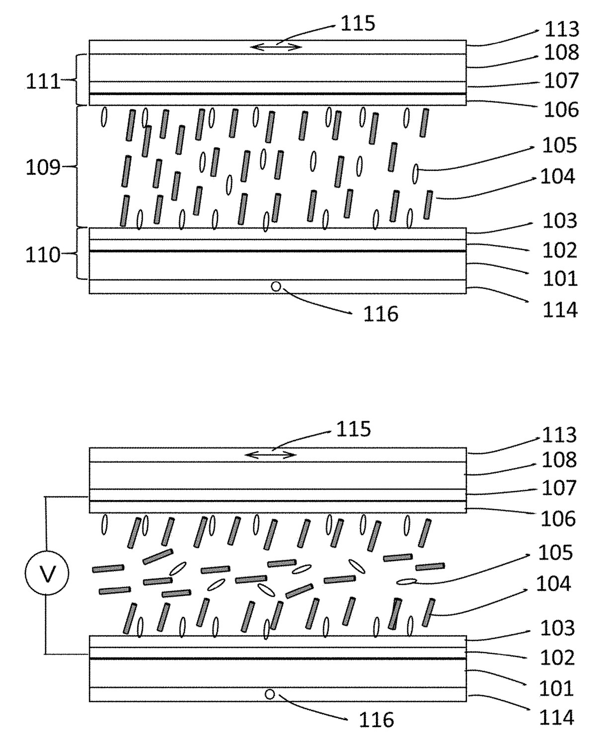 Polymer containing scattering type vertically aligned liquid crystal device