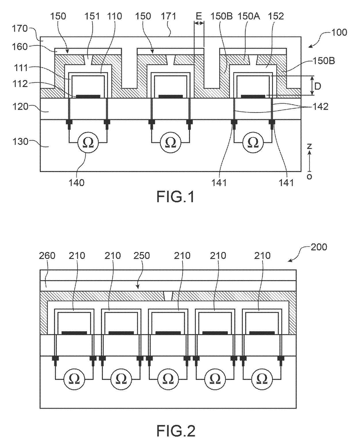 Thermal pattern sensor with bolometers under capsule(s)