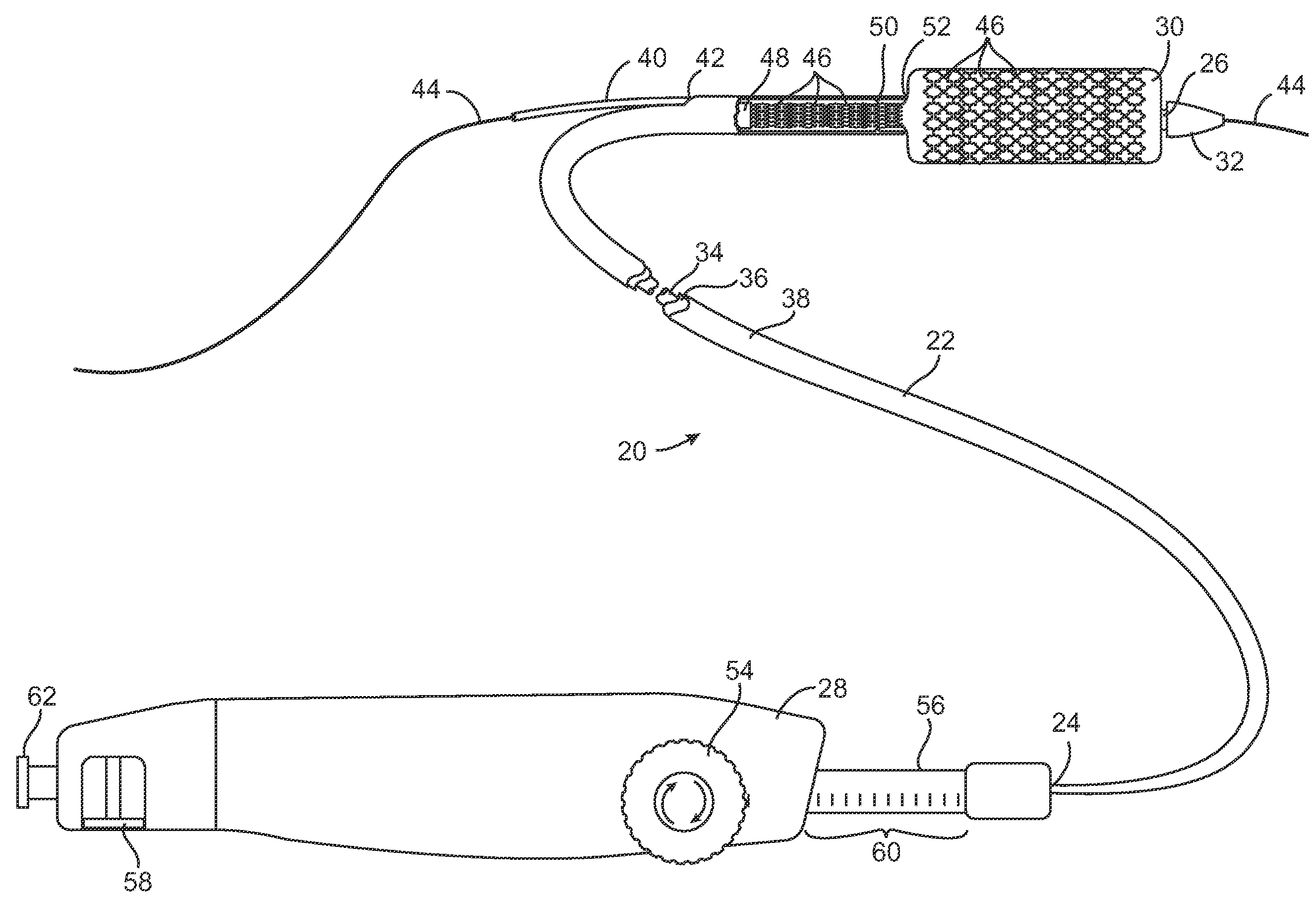 Devices and methods for controlling and indicating the length of an interventional element