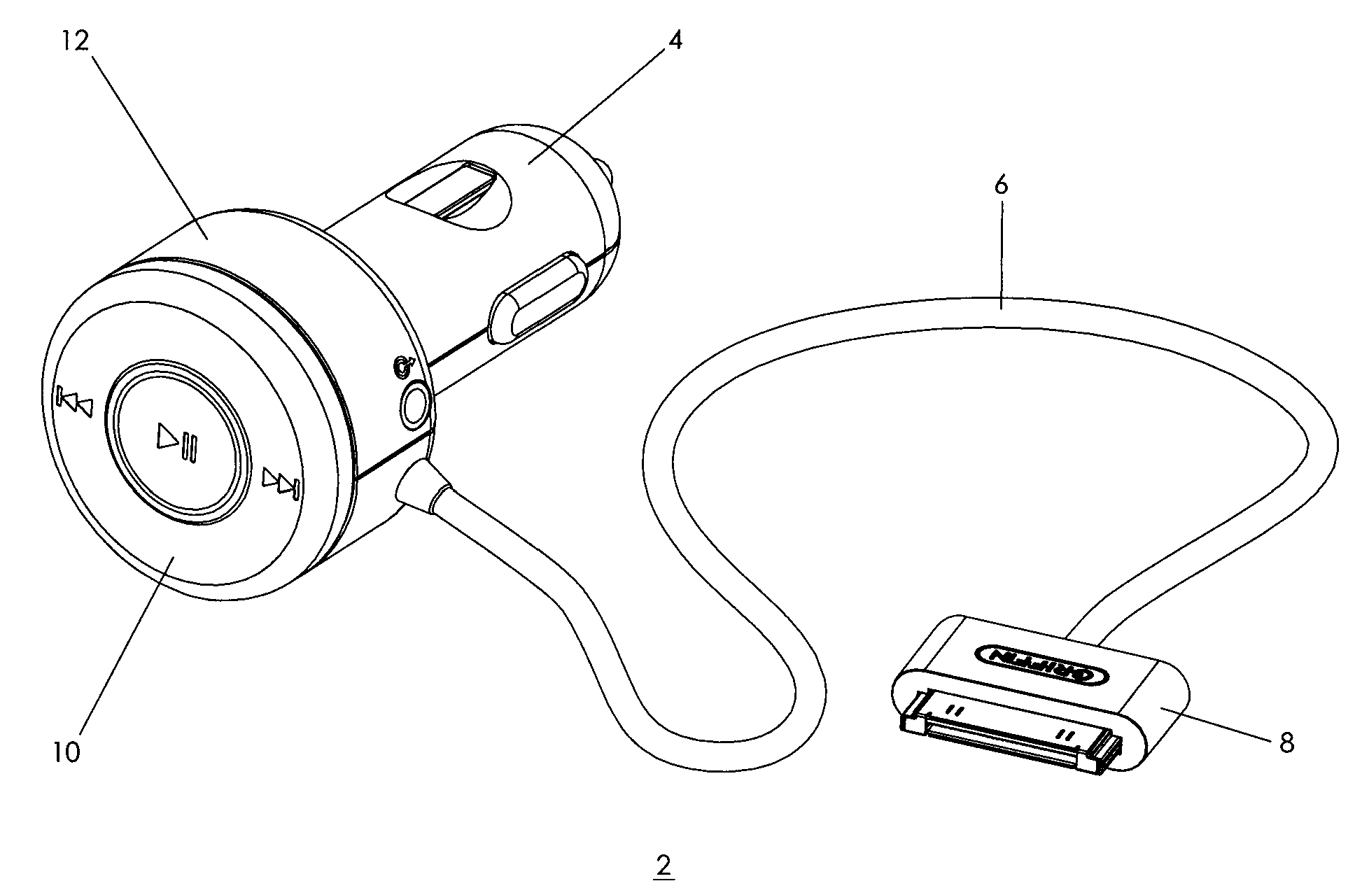 Auxiliary power adapter having device controls