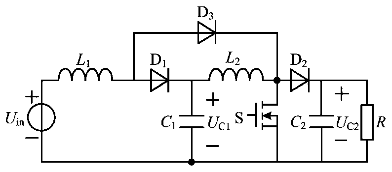 Quadratic Boost converter with low capacitance voltage stress