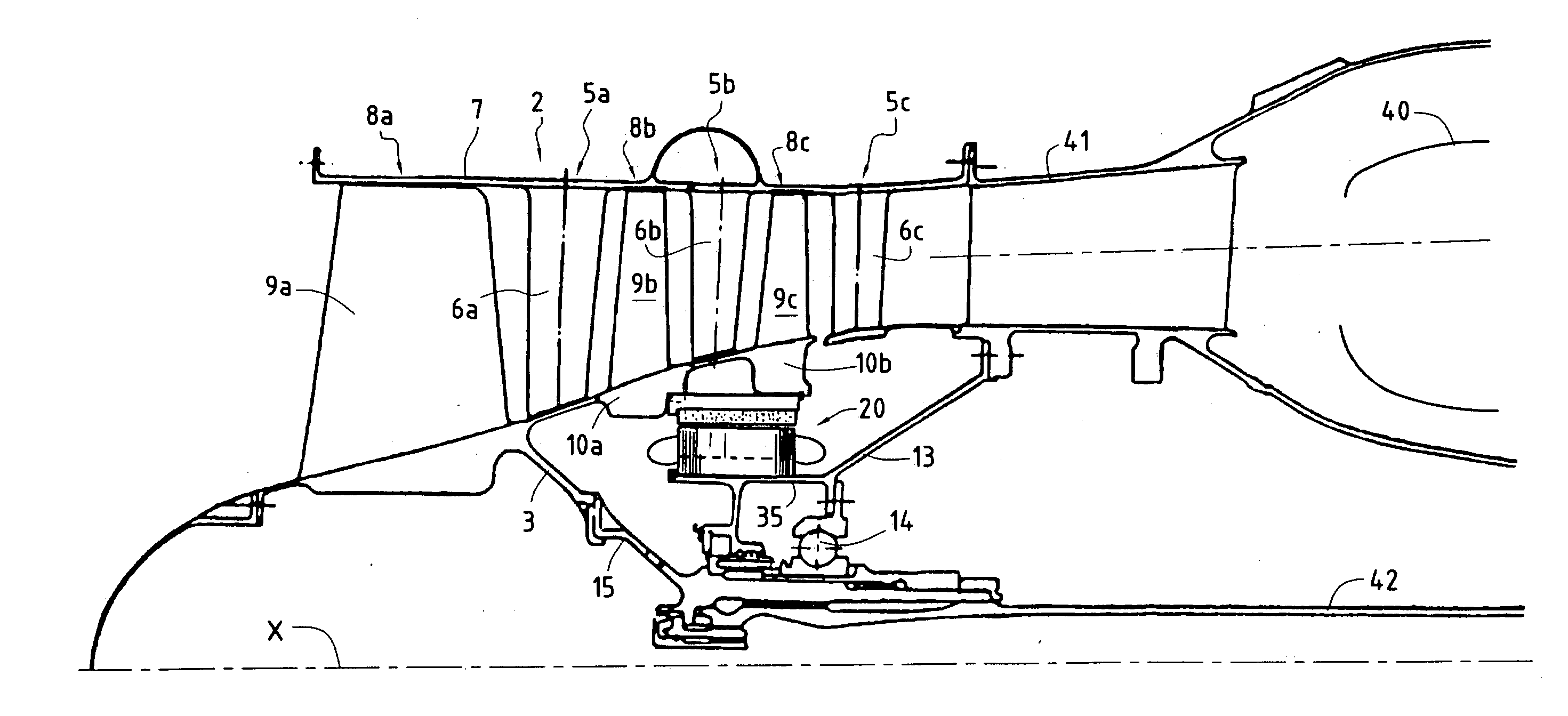 Integrated starter/generator for a turbomachine
