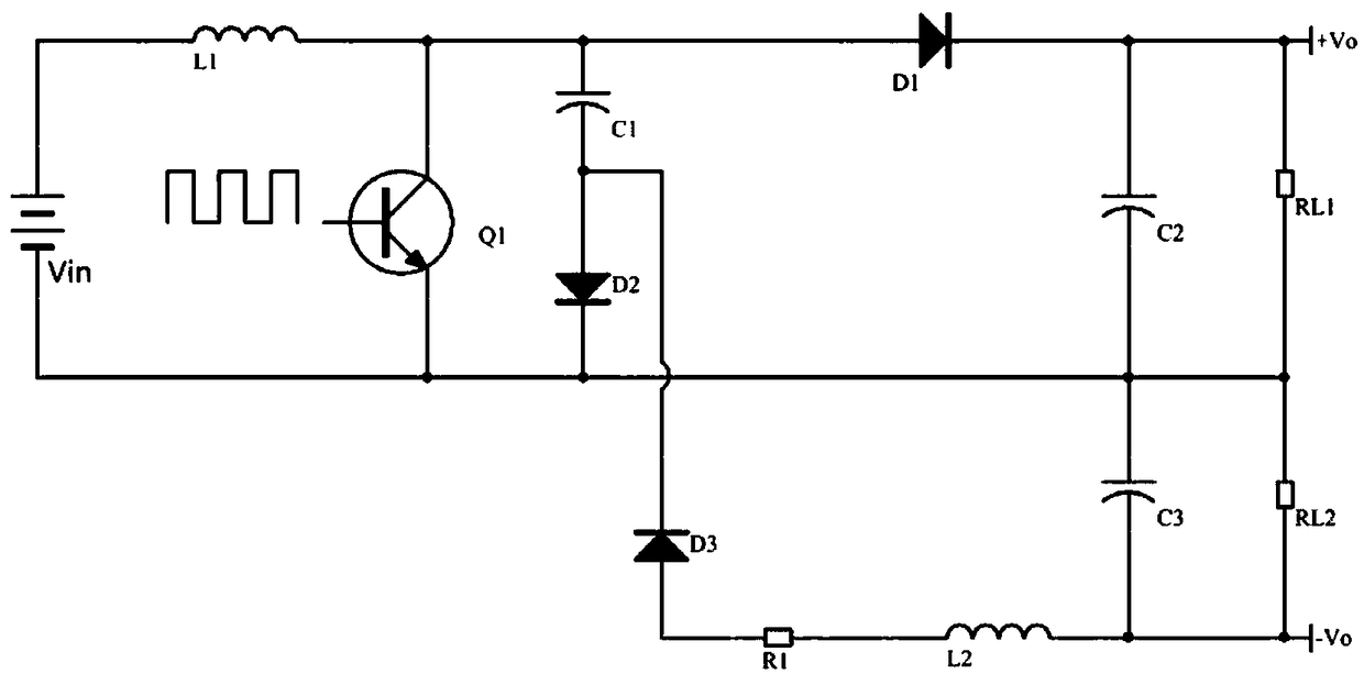 Positive and negative output DC-DC power source structure based on Boost