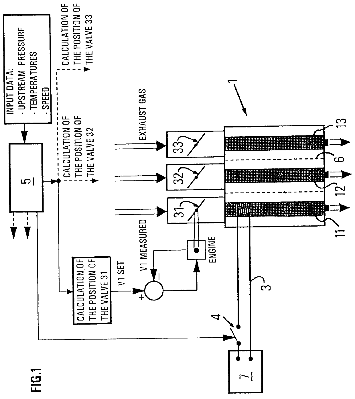 Exhaust gas filtering process and unit with modulable heating