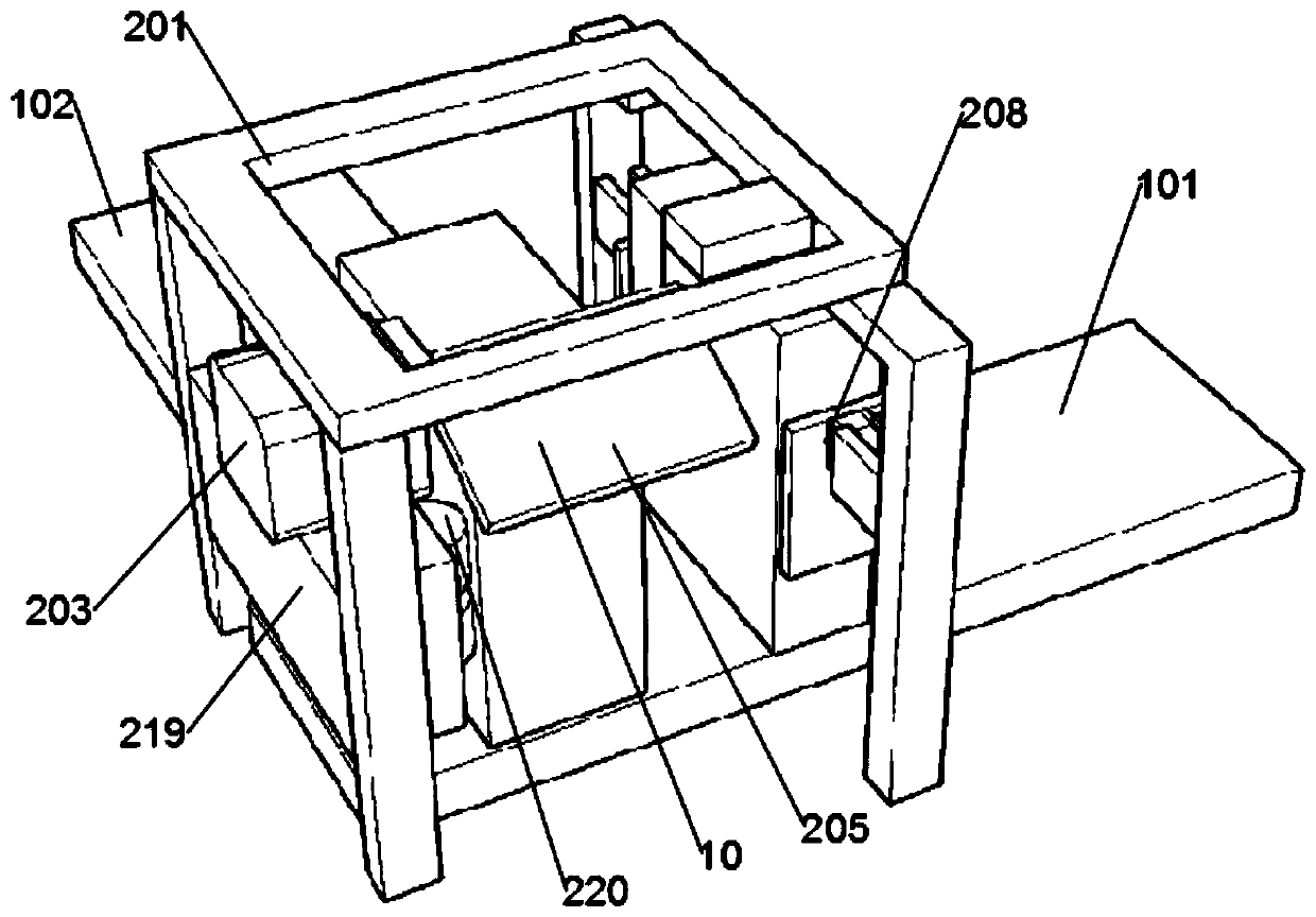 High-speed servo motor side pushing mechanism of intelligent box supply assembly line and side pushing method