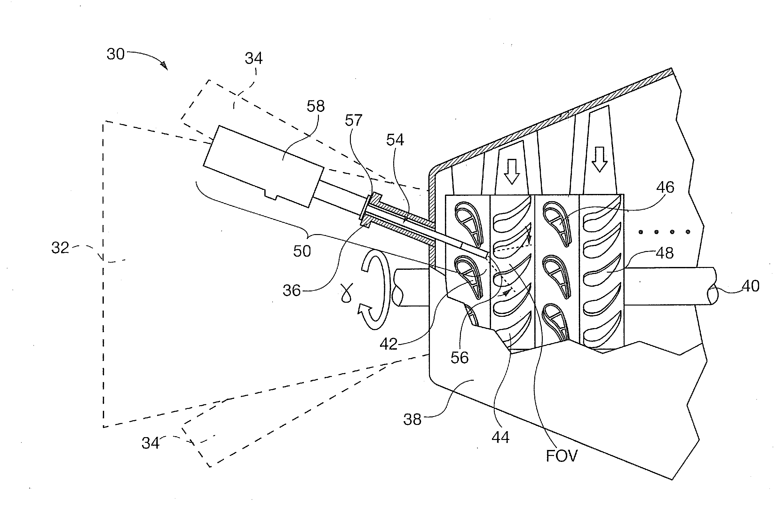 System and method for online inspection of turbines using an optical tube with broadspectrum mirrors