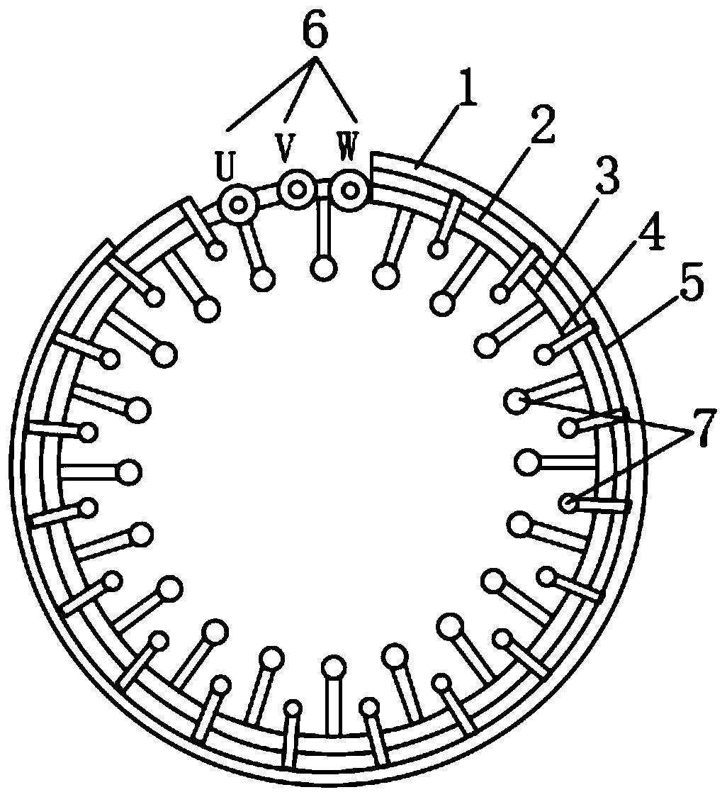 Centralized winding motor end part patch board