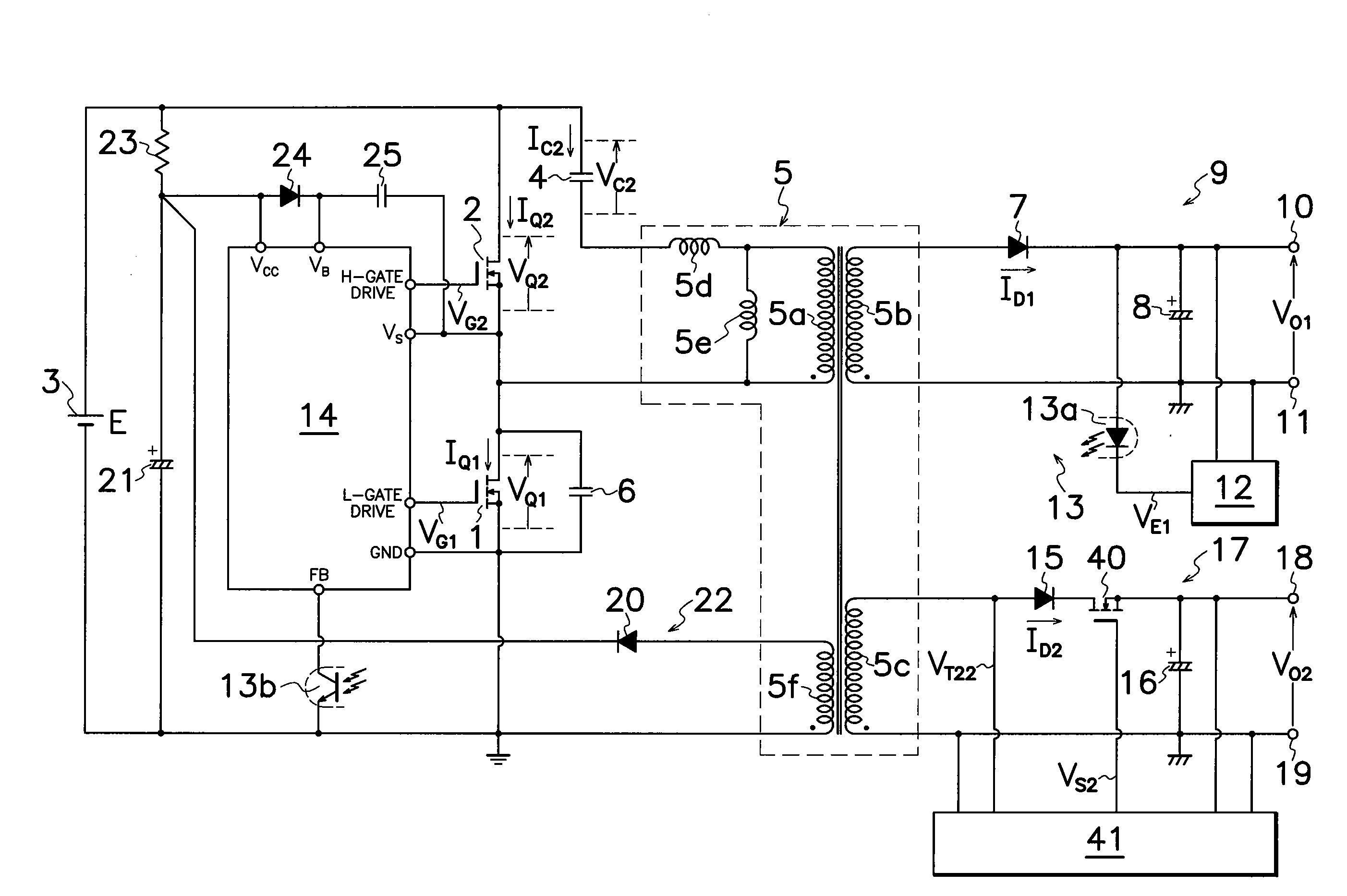 Current resonant dc-dc converter of multi-output type