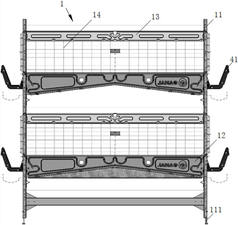 Cage shelf for poultry raising equipment