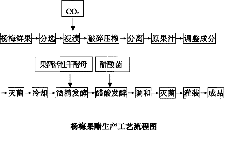 Waxberry fruit vinegar and preparation method thereof