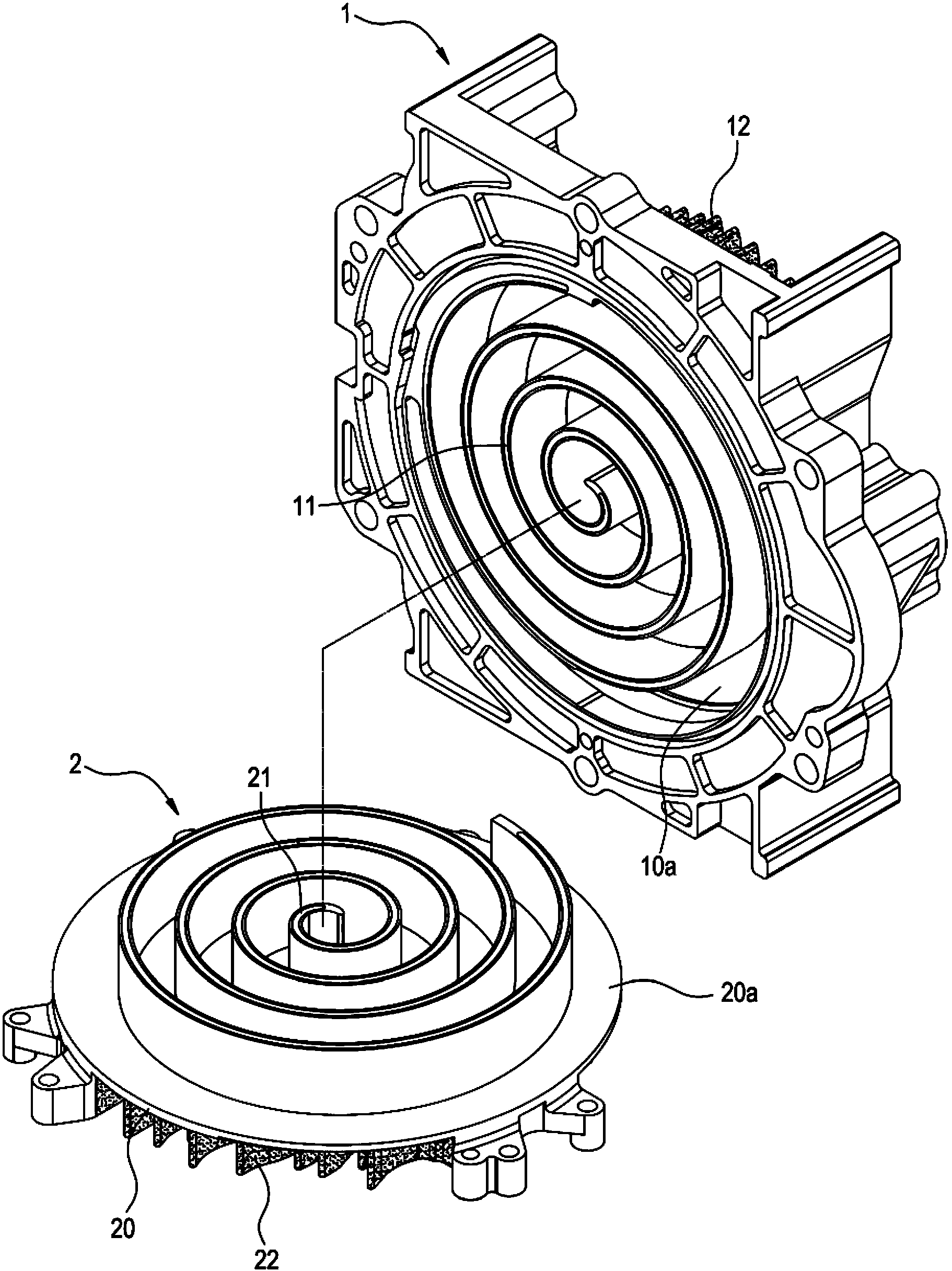 Scroll heat radiation structure of scroll fluid machine and manufacturing method thereof